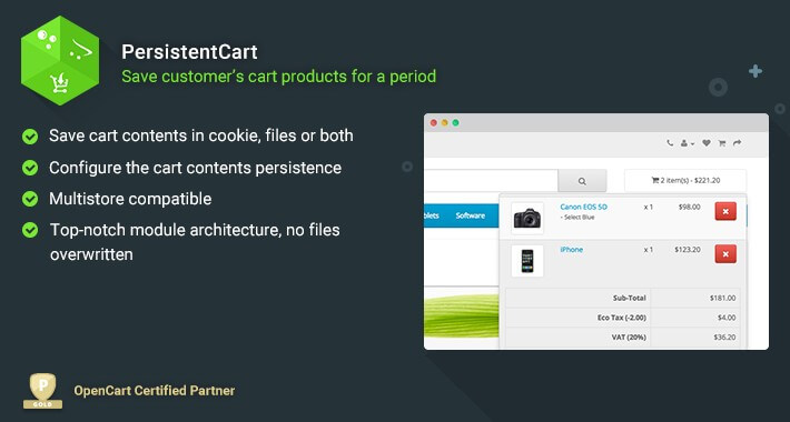 PersistentCart - Keep customers shopping carts forever