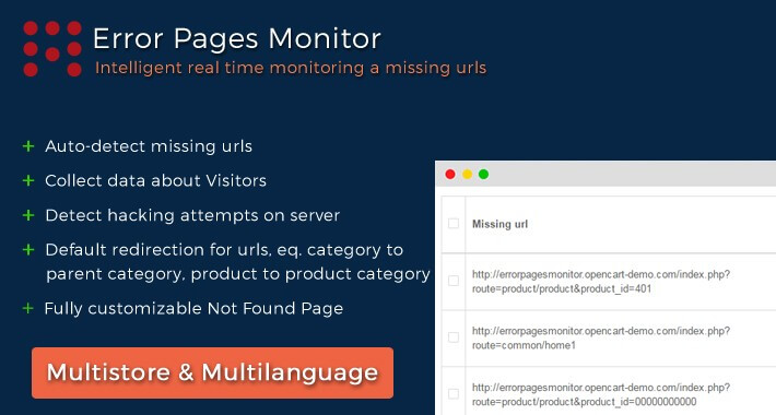 Error Pages Monitor | Redirect Manager | 404 Page (Auto Detect)