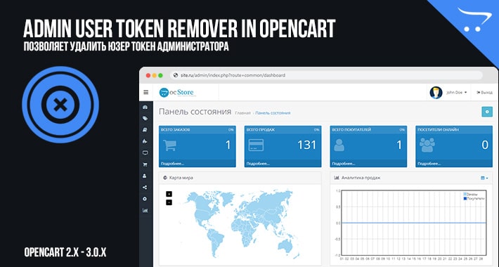 Admin user token remover in OpenCart